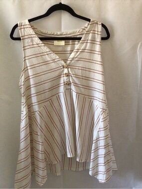 Maeve Cream Tunic with Rust Stripe Detail